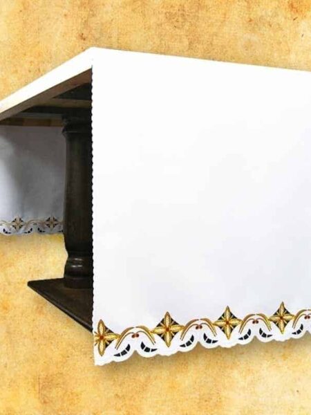 Seitlich bestickte Tischdecke "Kreuze im Viereck"