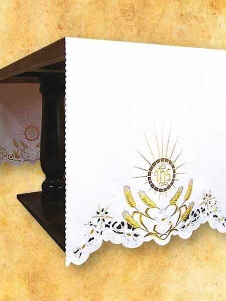 Eucharistisches Tischtuch mit Seitenstickerei