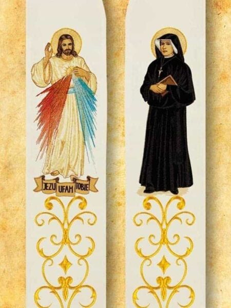 Stuła haftowana "Jezus Miłosierny i Św. Faustyna"