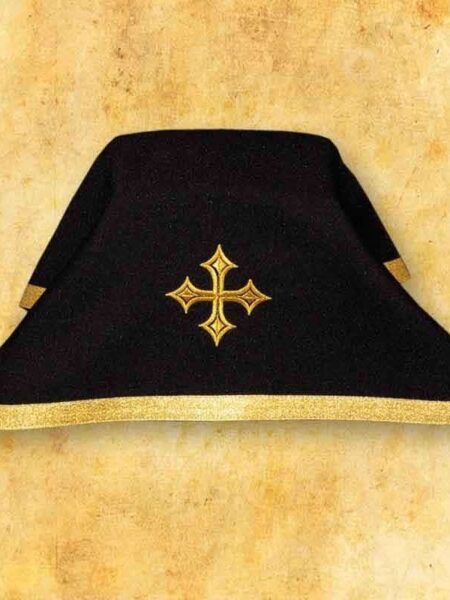 Schwarzer Kelchschleier mit goldener Zierschleife