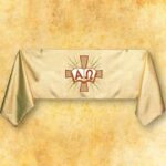 Gestickter Schleier "Alpha Omega"