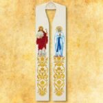 Gestickte Stola "Jesus der gute Hirte und die Jungfrau Maria"