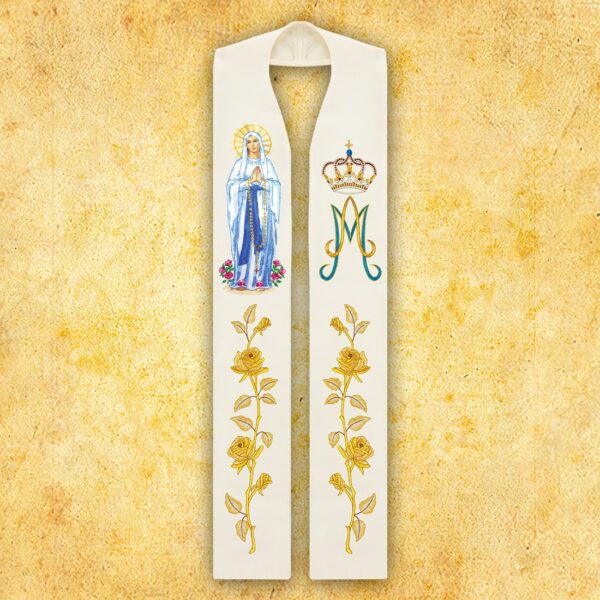 Ornament liturgiczny z wizerunkiem i koroną, złote róże