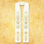Stola kapłańska z krzyżami i ornamentami liturgicznymi