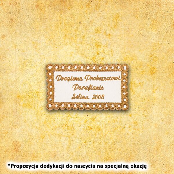 dedykacja haftowana do 20 liter